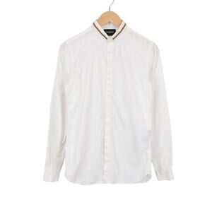 The Kooples Paris Men's Slim-fit Mandarin Collar White Cotton Button Down XS